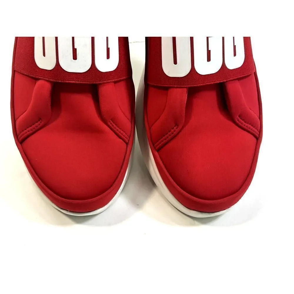 UGG‎ Size 8.5 Sneakers Red White Logo Spell Out Neutra 1095097 Neoprene